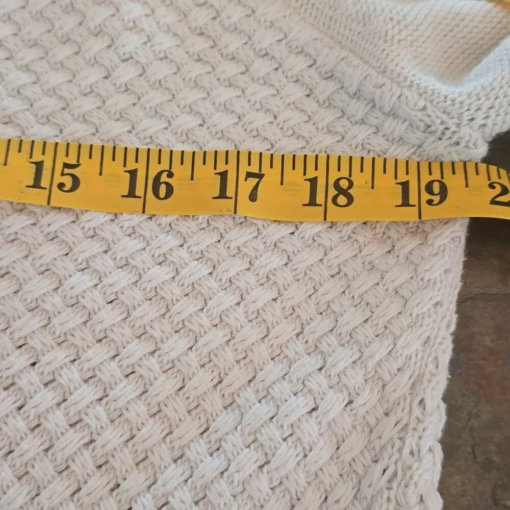 Stitch Fix Letty & Me White Knit Sweater With Suede Elbow Patches